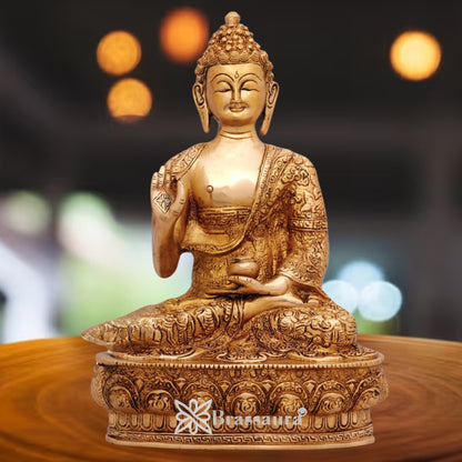 Brass Blessing Buddha Weight 4.5 kg & Height 12 Inch