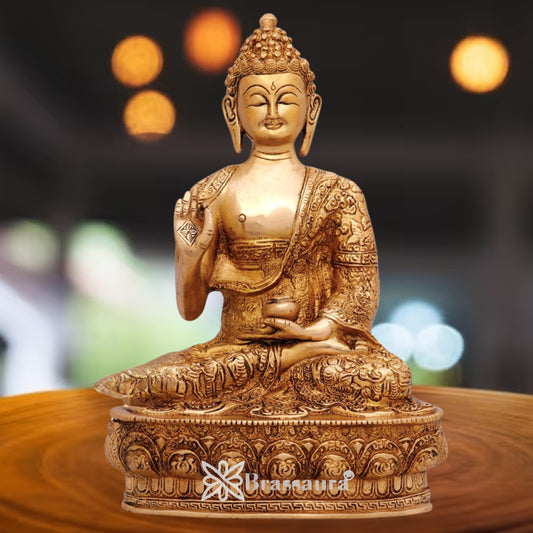 Brass Blessing Buddha Weight 4.5 kg & Height 12 Inch