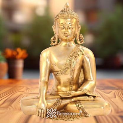 Brass Vintage Royal Golden Buddha Weight 6 Kg & Height 13 inch