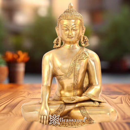 Brass Vintage Royal Golden Buddha Weight 6 Kg & Height 13 inch