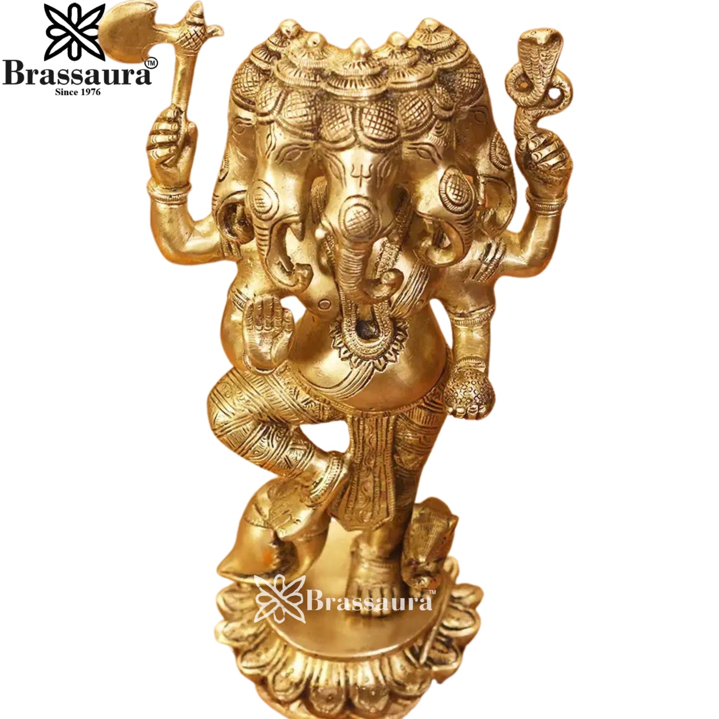 Brass Panchmukhi Ganesha Statue Weight 3.8 Kg & Height 12 Inch