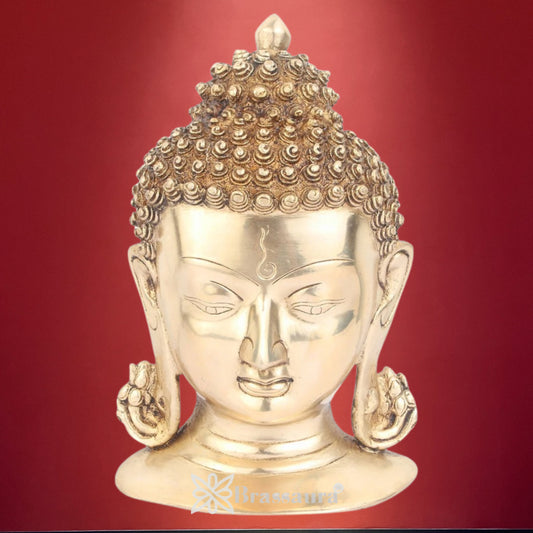 Brass Royal Golden Head Buddha Weight 2 kg & Height 8 Inch
