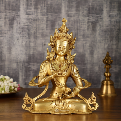 Brassaura™ Brass Vajrasattva Buddha Statue – Height 10.5 Inches, Weight 2.8 Kgs