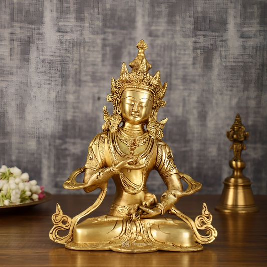 Brassaura™ Brass Vajrasattva Buddha Statue – Height 10.5 Inches, Weight 2.8 Kgs