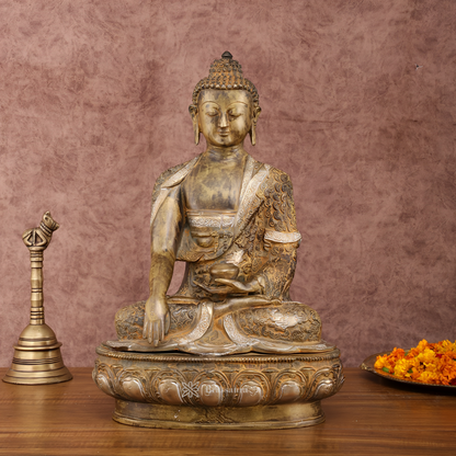 Brassaura™ Pure Brass Enlightened Nirvana Buddha Idol – Height 17 Inches, Weight 12 Kgs