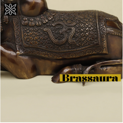 Brassaura™ Brass Nandi Statue | 8 Inches Height | 6.06 Kgs Weight | Copper Finish