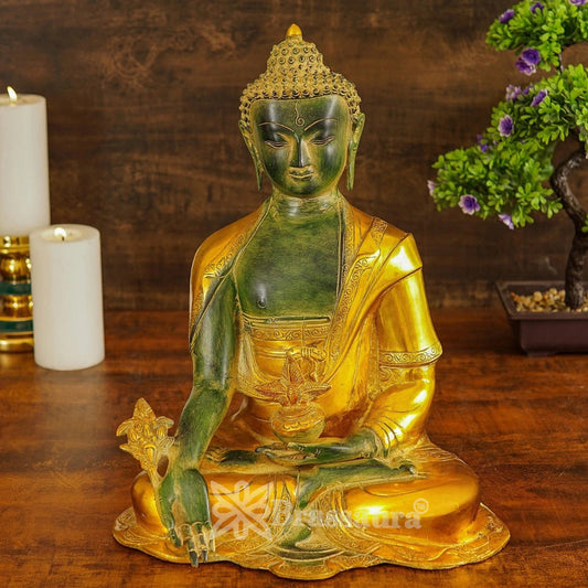 Brass Bhumisprasa Buddha Weight 10 kg & Height 16 Inch
