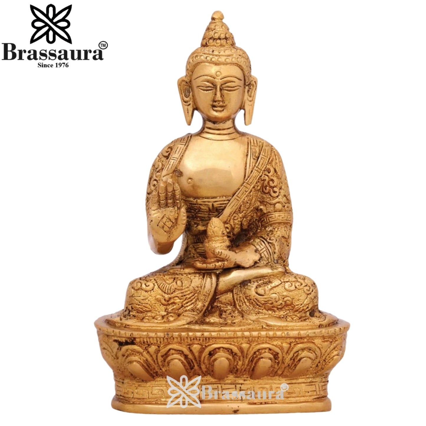 Brass Blessing Royal Golden Buddha Weight 1 kg & Height 7 Inch