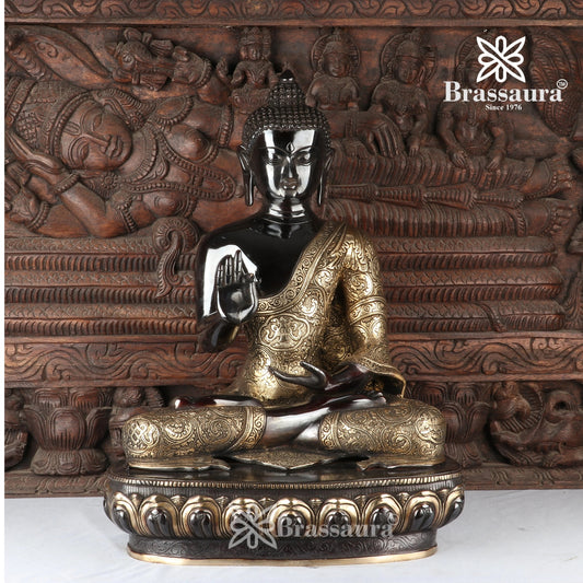 Brass Blessing Buddha Weight 21.9 kg & Height 22 Inch