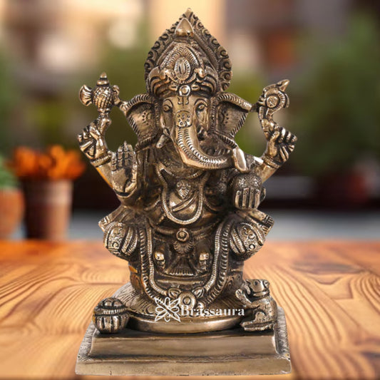 Brass Ganesha Statue Weight 2.3 Kg & Height 7 Inch