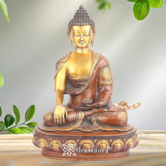 Brass Bhumisprasa Buddha Weight 11 Kg & Height 18 Inch