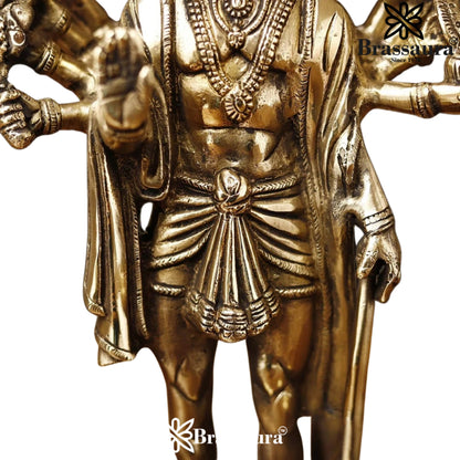 Brassaura™ Brass Panchmukhi Hanuman Idol for Pooja Room – Height 13.5 Inches & Weight 4.62 Kgs | Classic Décor