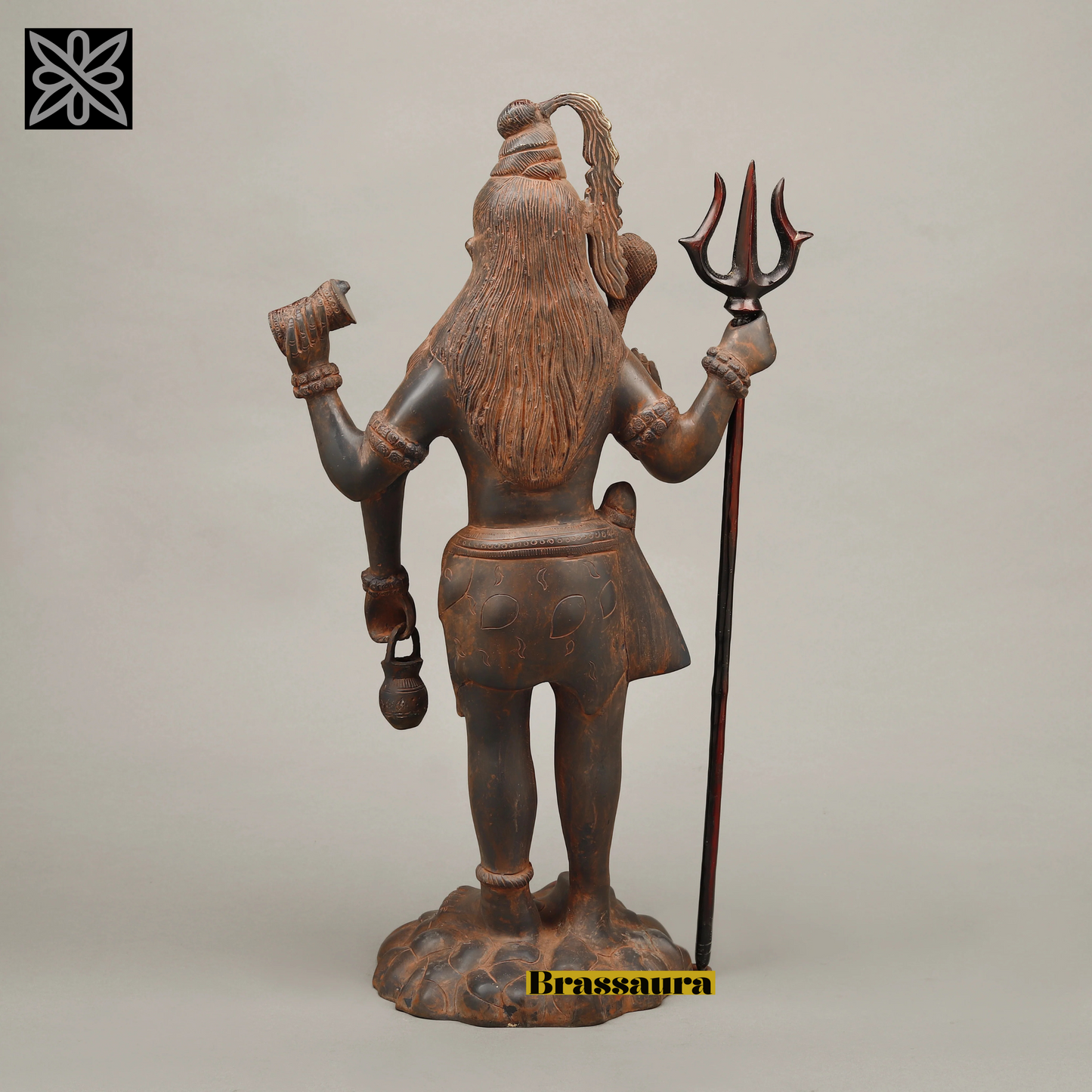 Brassaura™ Pure Brass Standing Shiva Idol – 23 Inch Height, 12.450 Kg Weight – Handcrafted Majestic Statue