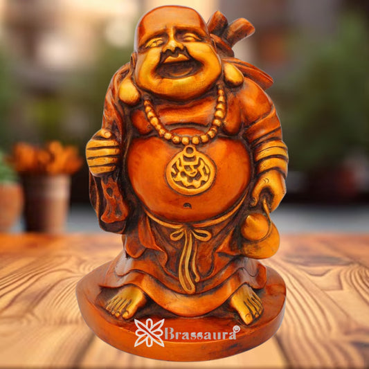 Brass Standing Laughing Buddha Weight 7 Kg & Height 11 Inch