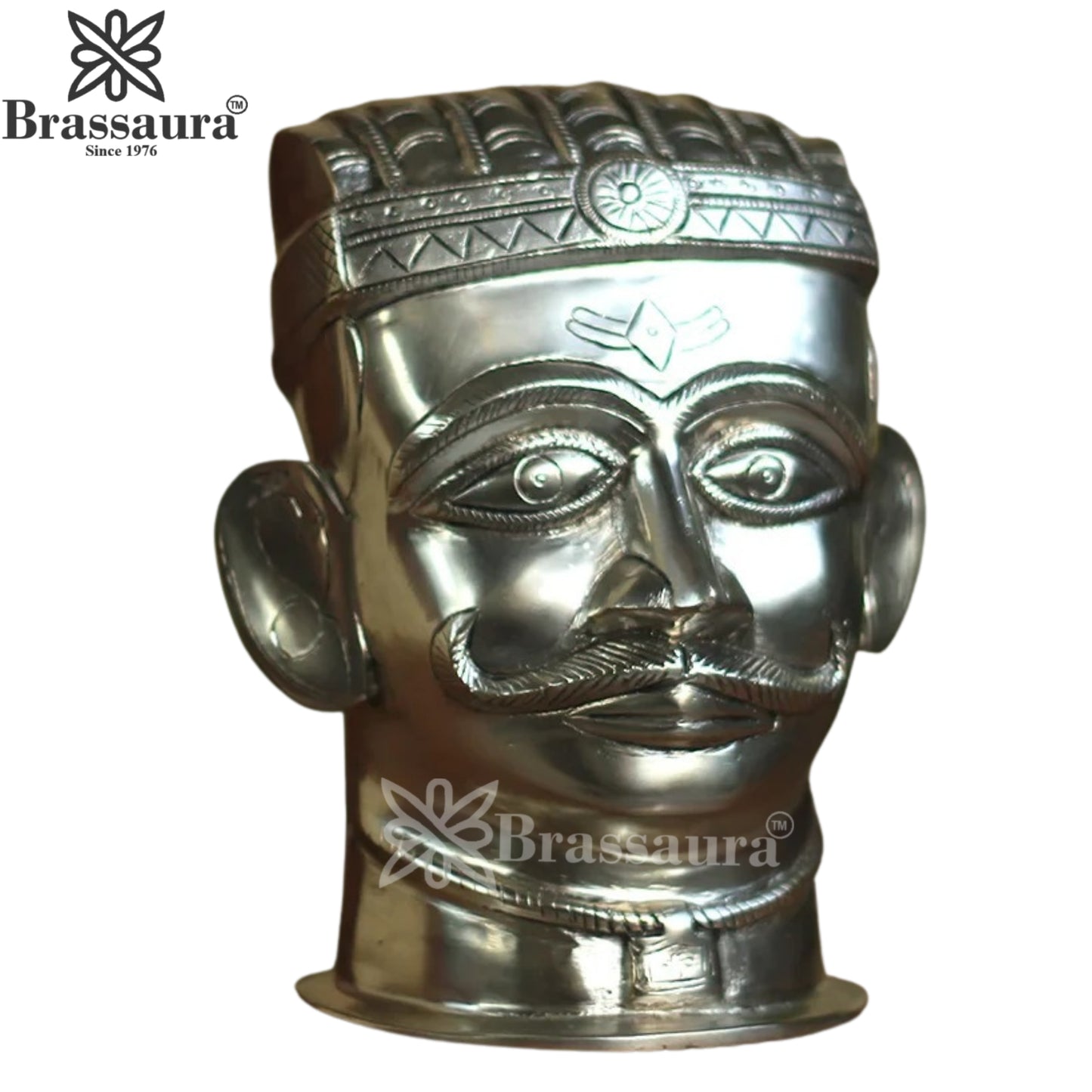 Brass Silver Shiva Mukhlingam Statue Weight 4.6 Kg And Height 8.5 Inch