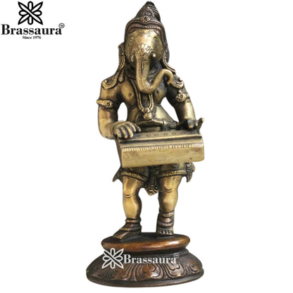 Brass Music Ganesha Statue Weight 9 Kg And Height 5 Inch