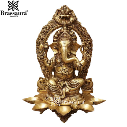Brass Ring Ganesh Diya Statue Weight 12.5 Kg & Height 18 Inch