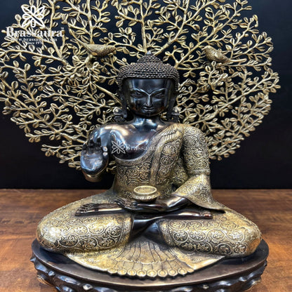 Brass Tree Buddha Weight 32 Kg & Height 29 Inch