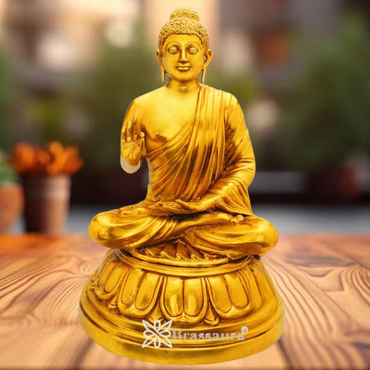 Brass Classic Royal Golden Buddha Weight 7 Kg & Height 15 Inch