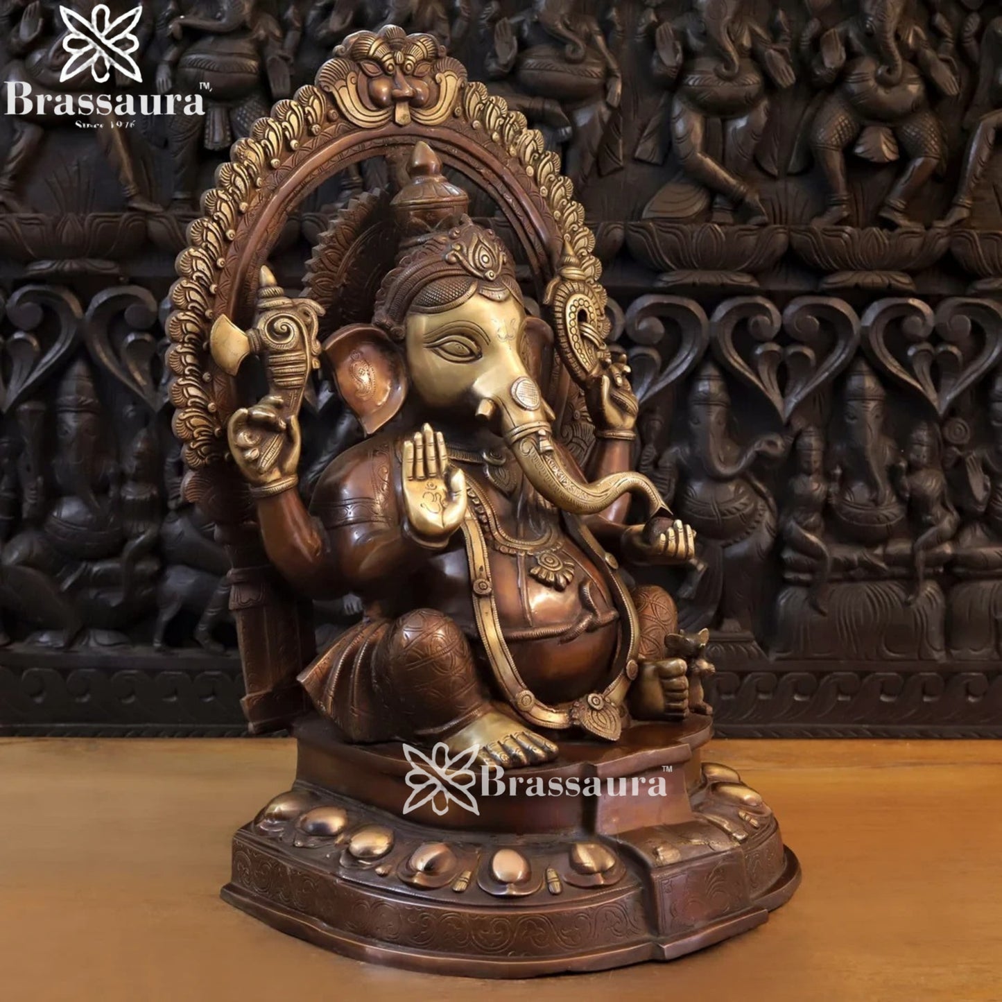 Brass Ring Ganesha Weight 35.5 Kg & Height 28 Inch