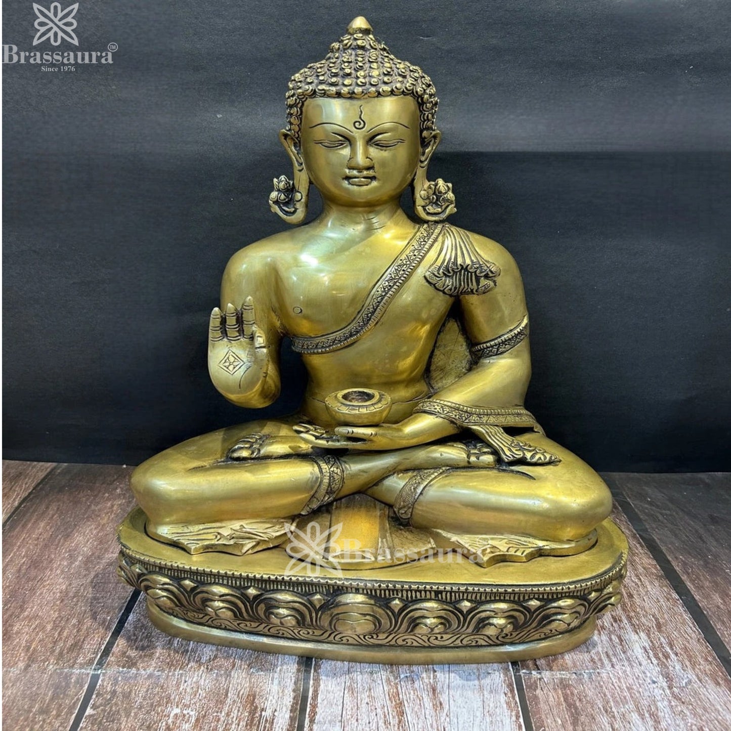Brass Blessing Buddha Weight 16.2 kg & Height 19 Inch