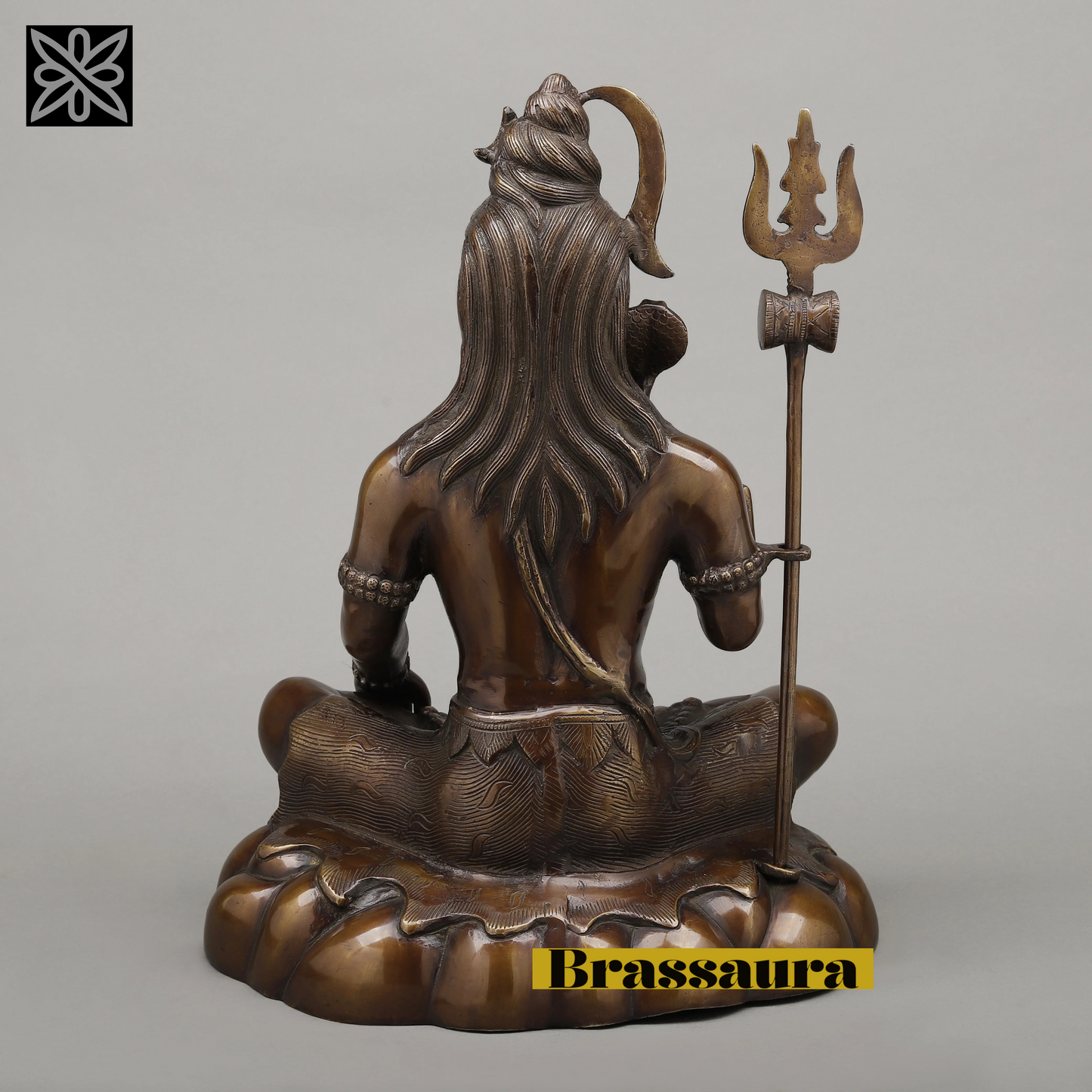 Brassaura™ Pure Brass Lord Shiva Idol – 17.5 Inch Height, 12.860 Kg Weight – Handcrafted Majestic Statue