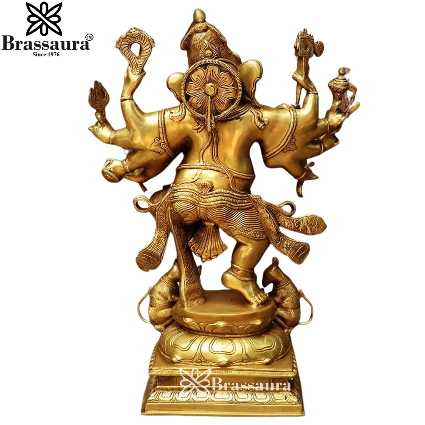 Brass Ten Arm Ganesha Statue Weight 26.7 Kg & Height 26 Inch