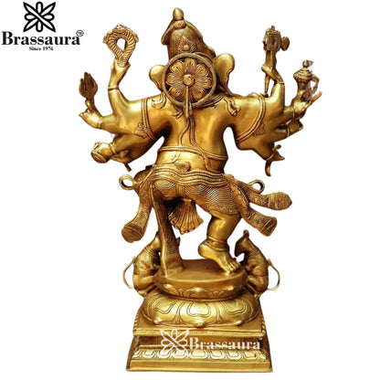 Brass Ten Arm Ganesha Statue Weight 26.7 Kg & Height 26 Inch