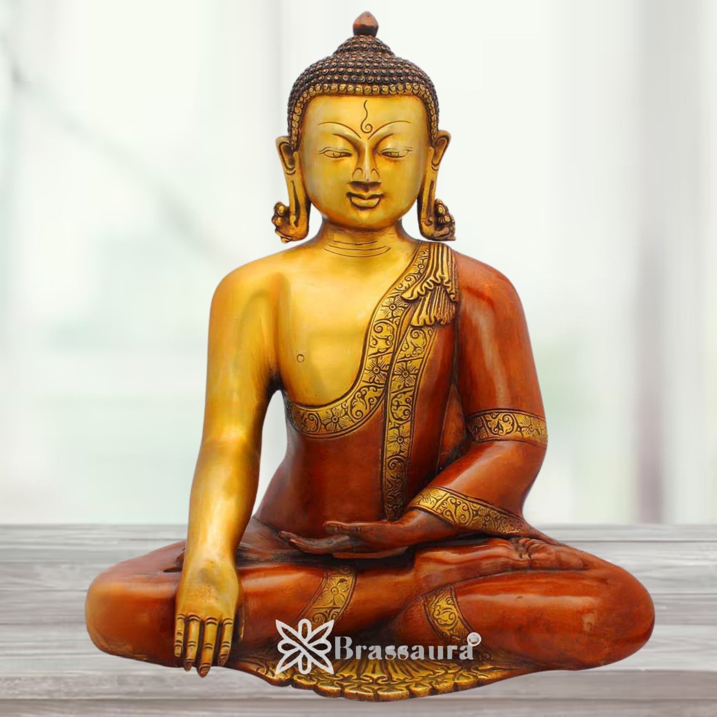 Brass Artistic Buddha Weight 10.4 Kg & Height 15 Inch