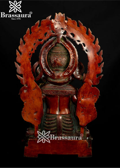 Brass Ring Ganesha Statue Weight 19 Kg And Height 21 Inch
