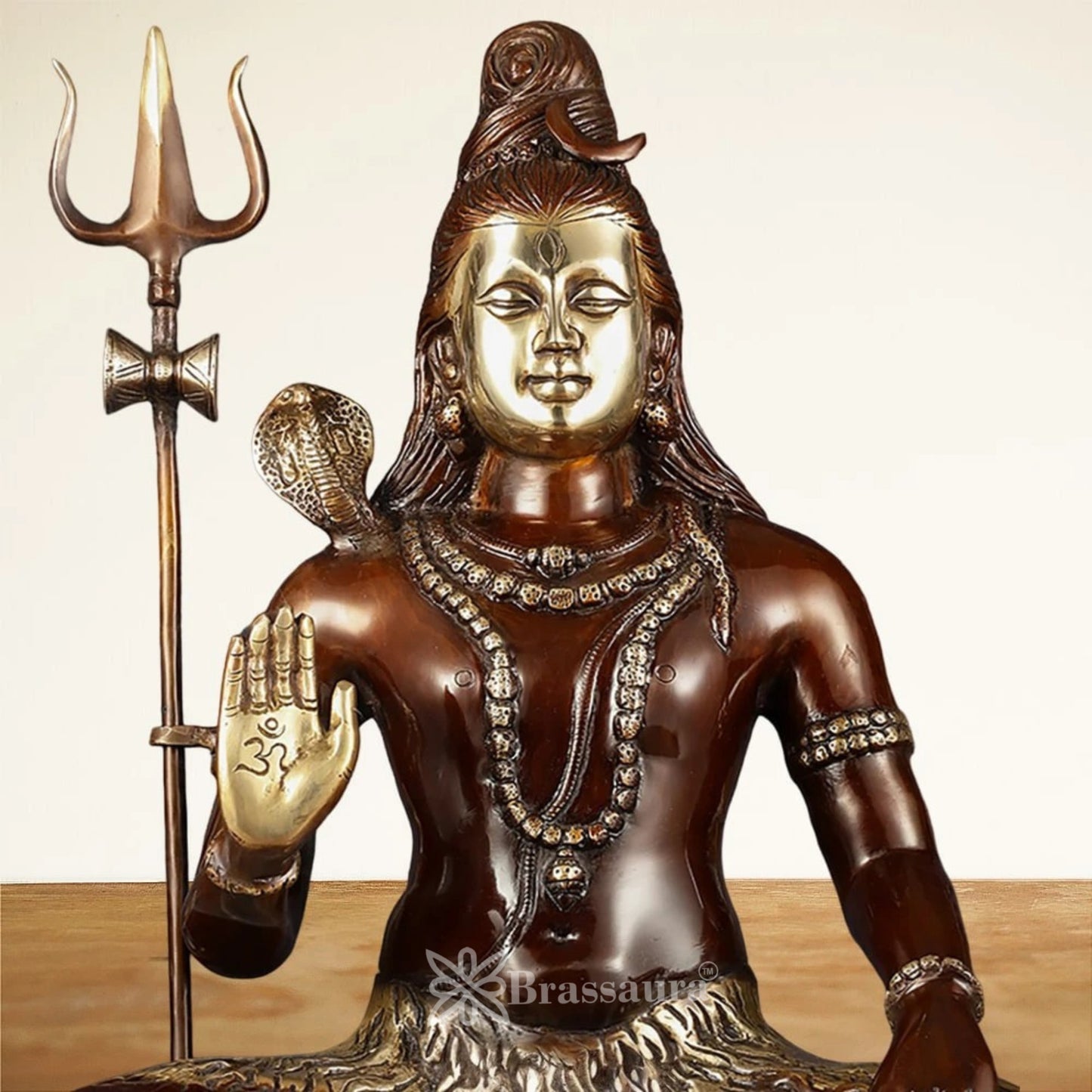 Brassaura™ Compact Brass Lord Shiva Murti – Height 22.5 Inches & Weight 16 Kgs | Devotional Ornament