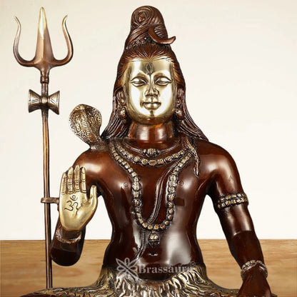Brassaura™ Compact Brass Lord Shiva Murti – Height 22.5 Inches & Weight 16 Kgs | Devotional Ornament