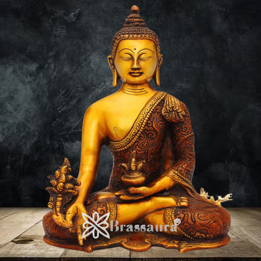 Brass Vintage Buddha Weight 3.9 Kg & Height 10 Inch