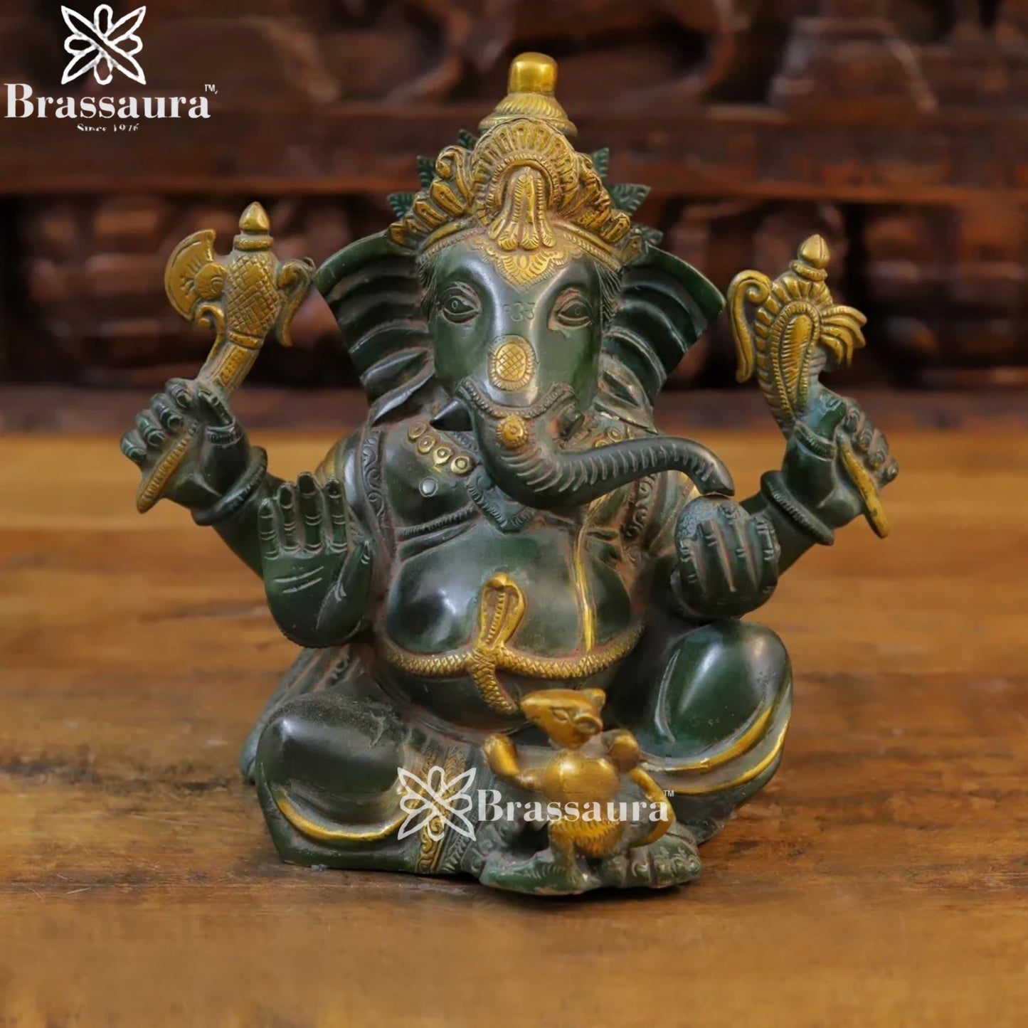 Brass Ganesha Weight 6.2 Kg & Height 9.5 Inch