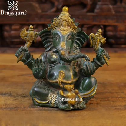 Brass Ganesha Weight 6.2 Kg & Height 9.5 Inch