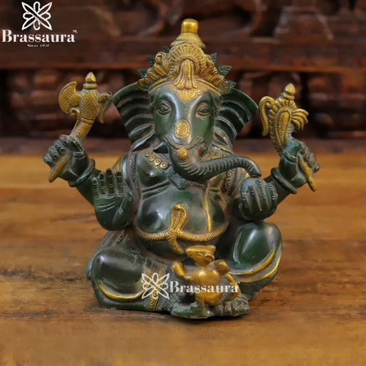 Brass Ganesha Weight 6.2 Kg & Height 9.5 Inch