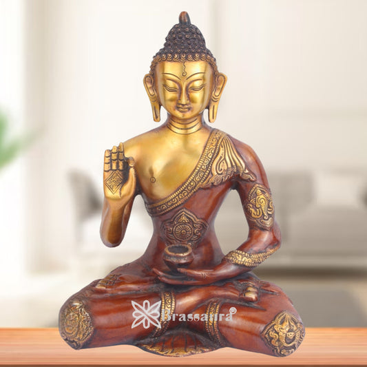 Brass Blessing Buddha Weight 4.5 Kg & Height 13 Inch