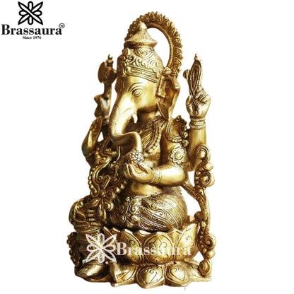 Brass Jewellery Ganesha Statue Weight 7.5 Kg And Height 13 Inch