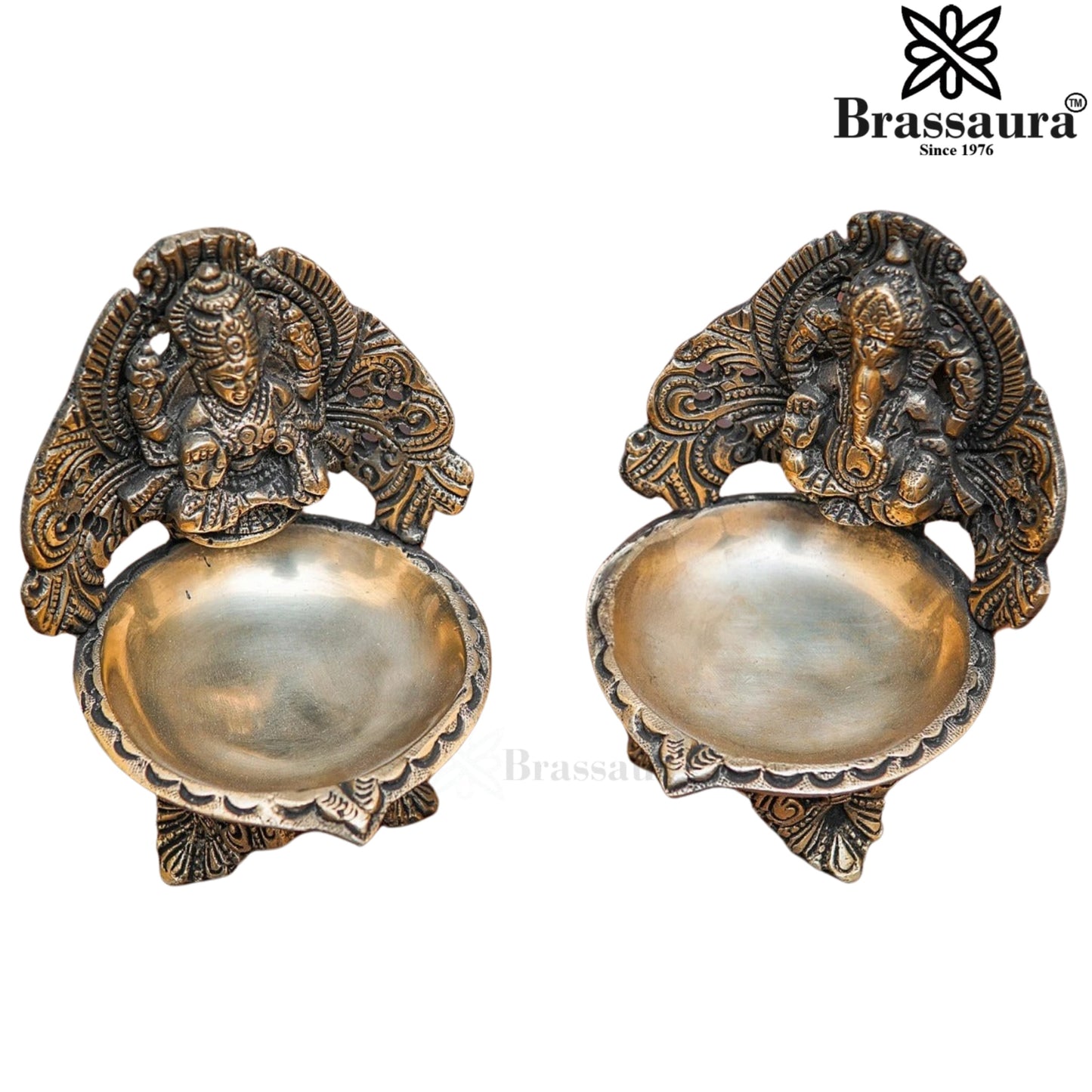 Brass Antique Lakshmi Ganesh Weight 1.4 Kg & Height 5 Inch