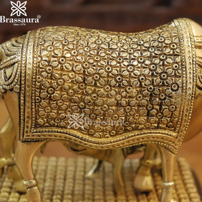 Brass Cow & Calf Statue Weight 6.92 Kg And Height 9.5 Inch