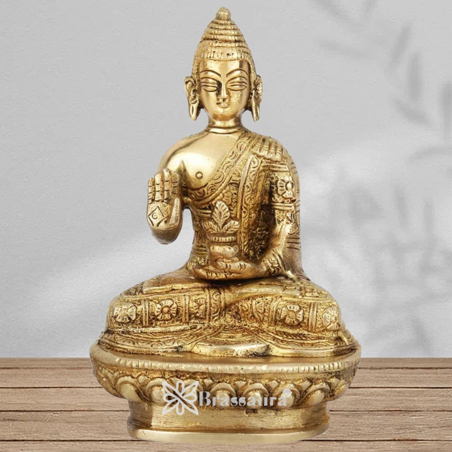 Brass Blessing Buddha Weight 0.7 kg & Height 5.5 Inch