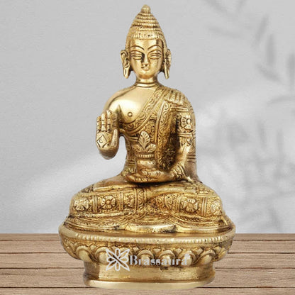 Brass Blessing Buddha Weight 0.7 kg & Height 5.5 Inch