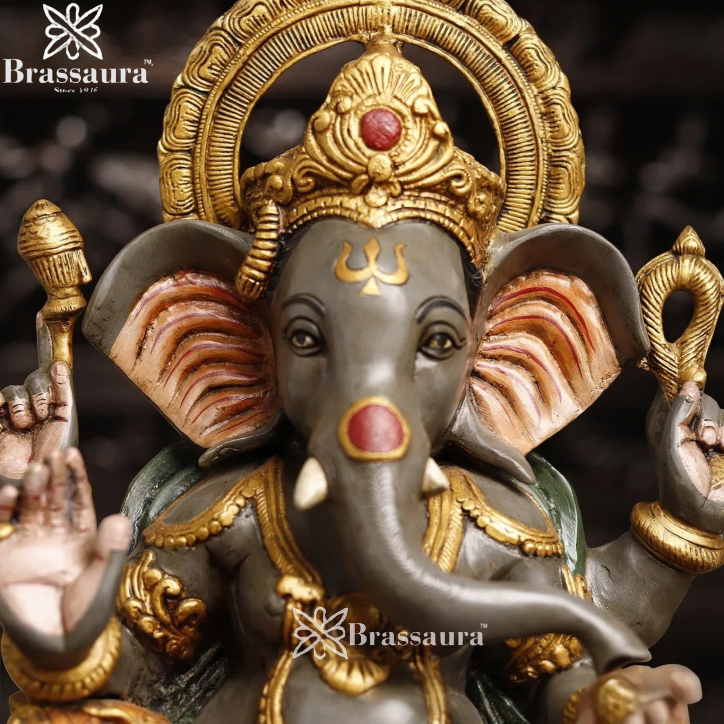 Brass Artistic Ganesha Weight 17.6 Kg & Height 16.5 Inch