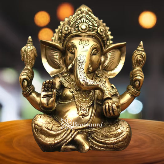 Brass Ganesha Statue Weight 4 Kg And Height 8.5 Inch