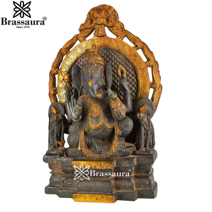 Brass Ring Ganesha Statue Weight 14 Kg & Height 17 Inch