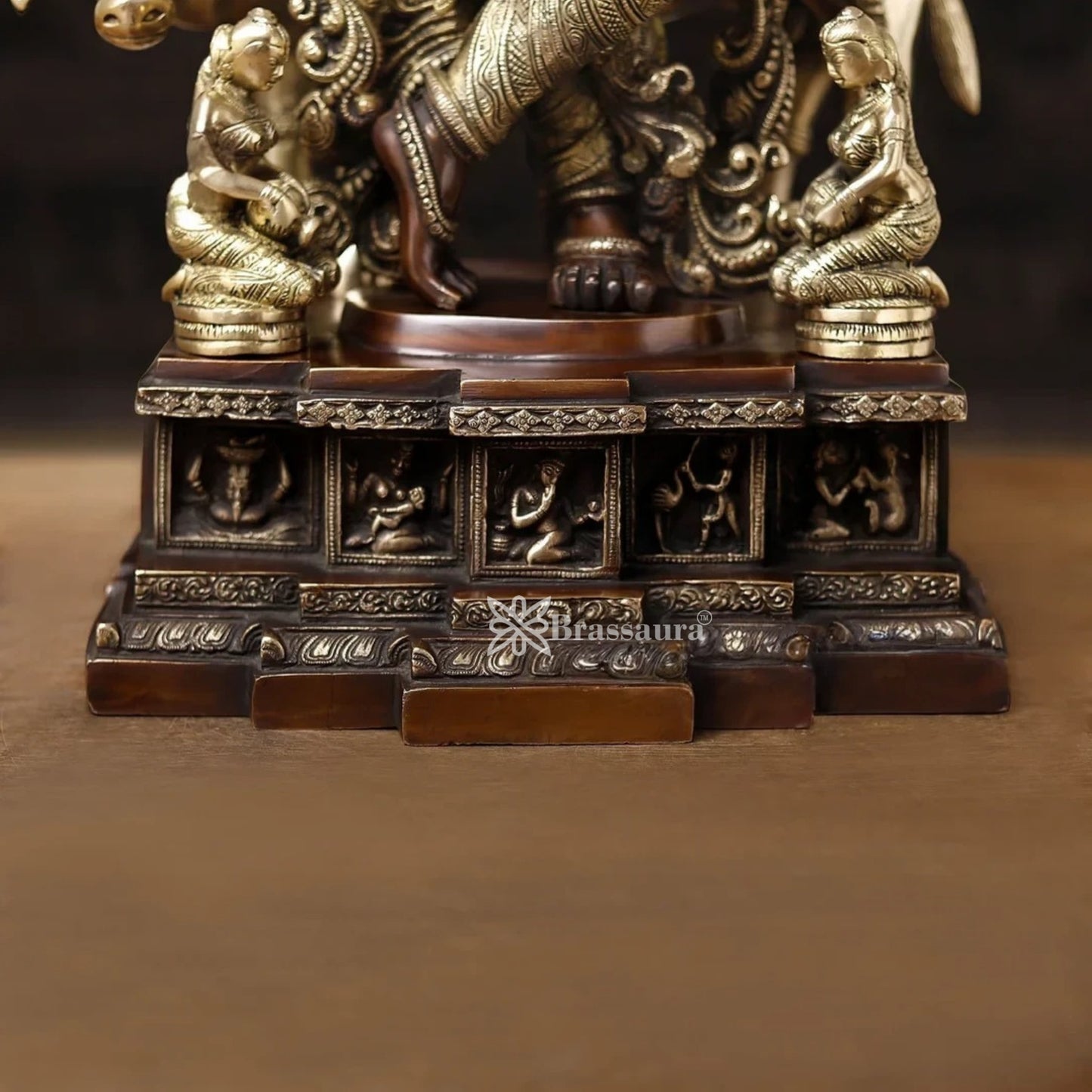 Brass Cow Krishna Murti Weight 34.66 Kg And Height 28 Inch