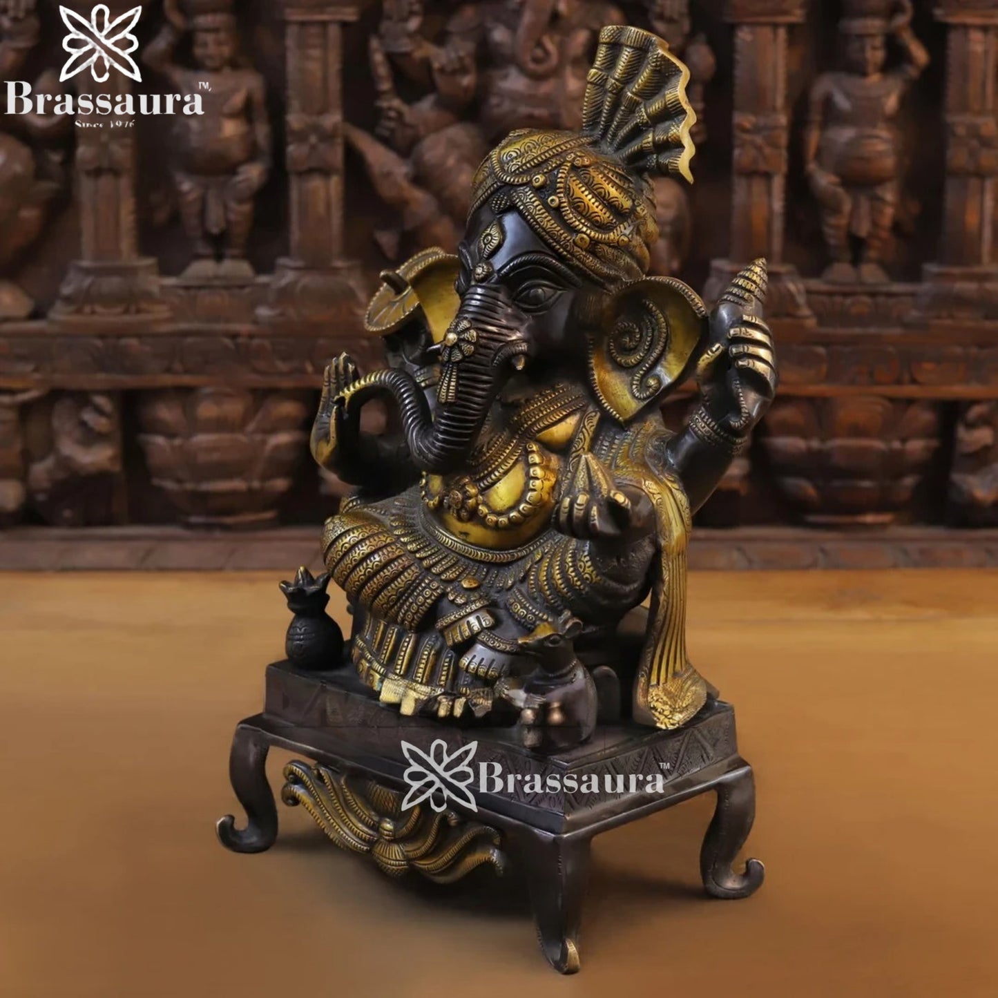 Brass Turban Ganesha Weight 13.3 Kg & Height 16.5 Inch