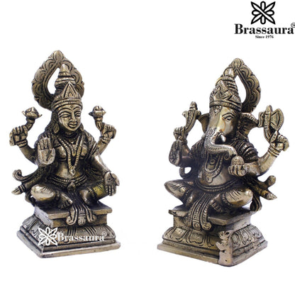 Brass Antique Lakshmi Ganesh Weight 2 Kg & Height 5.5 Inche