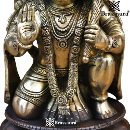 Brassaura™ Brass Hanuman Idol – Height 10.5 Inches & 5 Kgs | Classic Religious Décor