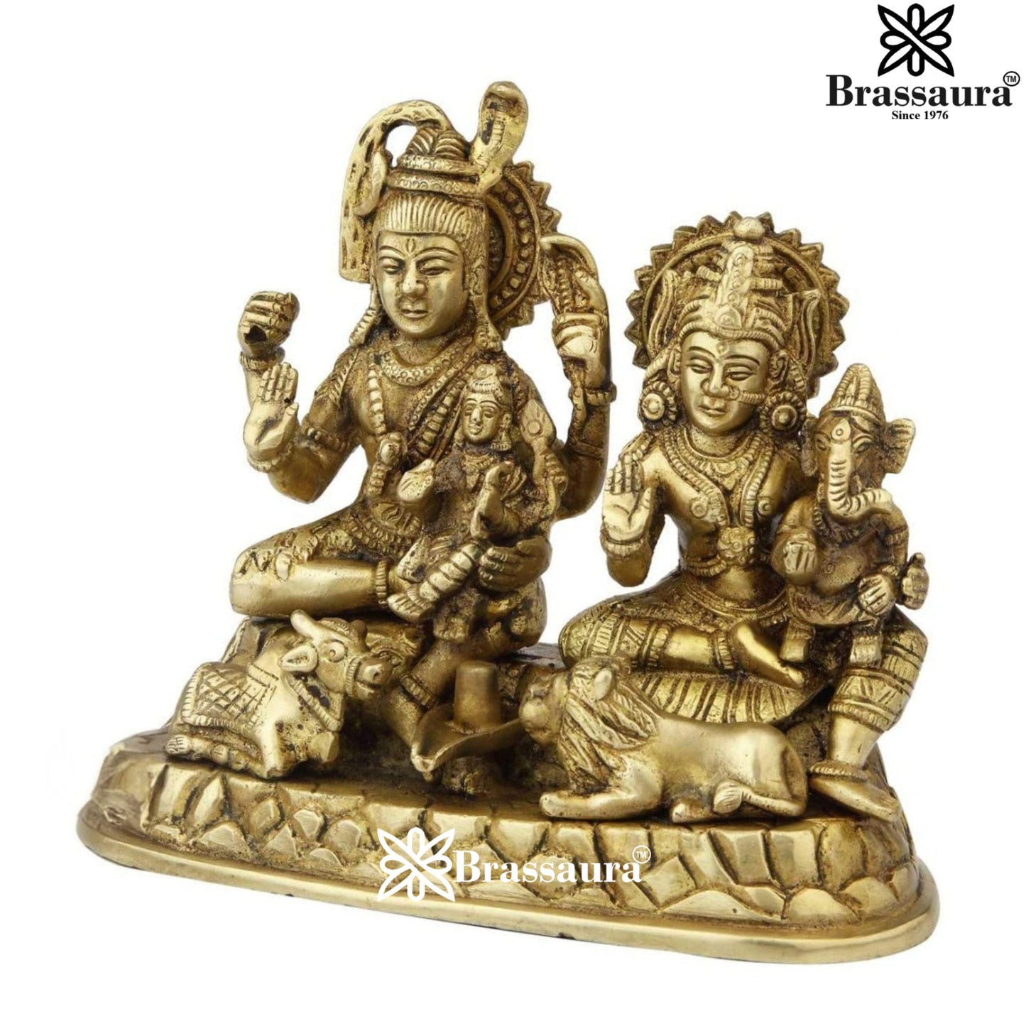Brass Antique Shiv Family  Weight 2.7 Kg & Height 7 Inch